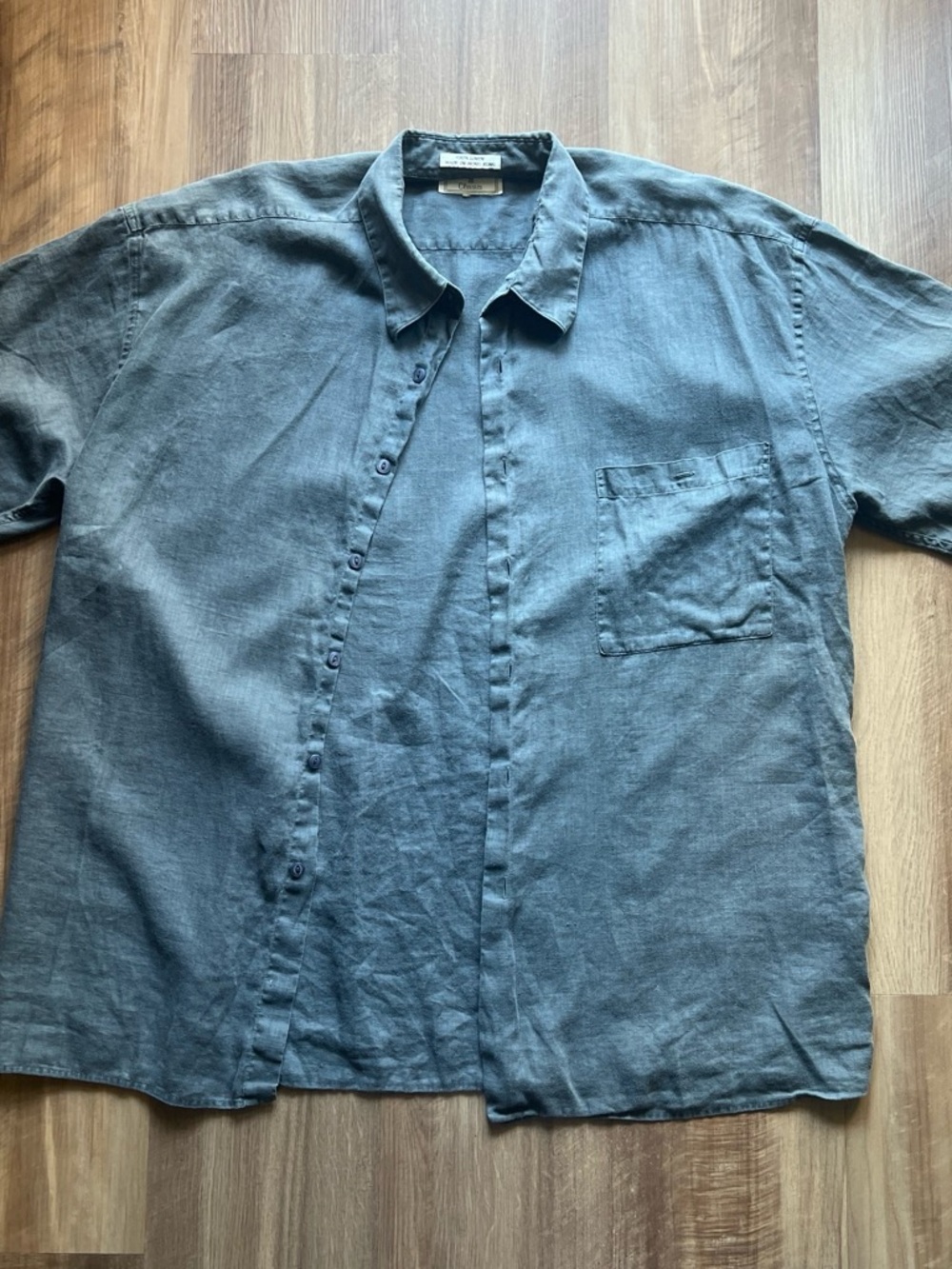 Relaxed Linen Button-Down Shirt in Slate Blue
